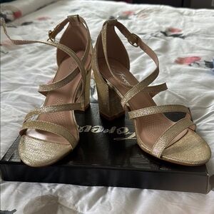 Elegant Gold Strappy Heels